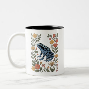 Cute Flower Blue Poison Dart Frog Toad  Frog Lover Two-Tone Coffee Mug
