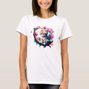 Cute Flower Cat Acrylic T-Shirt