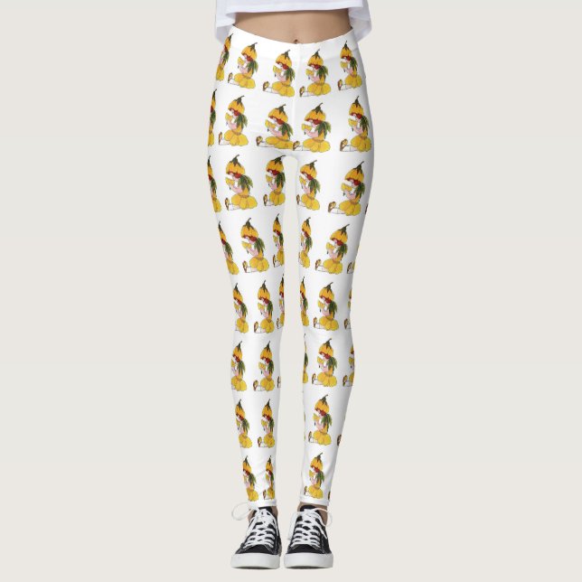 Cute Flower Children Buttercup Floral Cartoon Kids Leggings (Front)