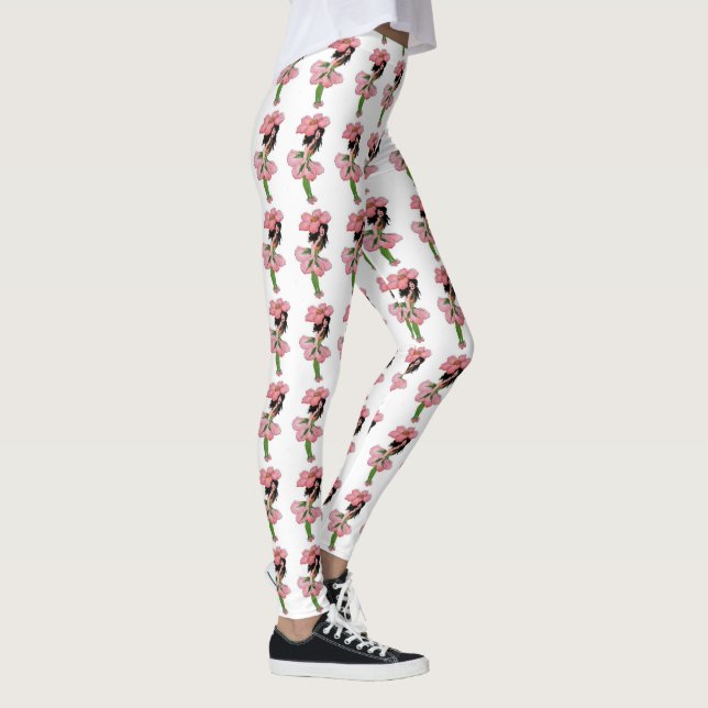 Cute Flower Children Wild Rose Floral Cartoon Kids Leggings (Right)