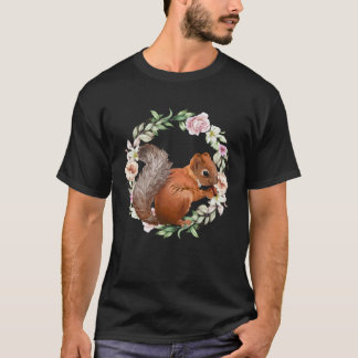 Cute Flower Circle And Squirrel Animal & Nature T-Shirt