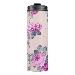 cute flower design textile illustrationart, patter thermal tumbler