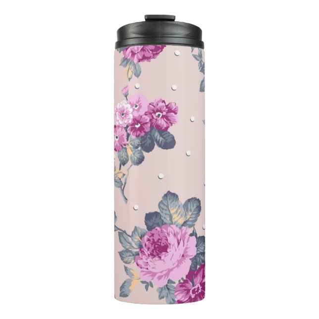 cute flower design textile illustrationart, patter thermal tumbler (Front)