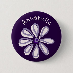 Cute Flower Doodle Your Name 6 Cm Round Badge