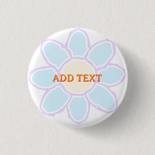 Cute Flower Drawing Custom Text 3 Cm Round Badge