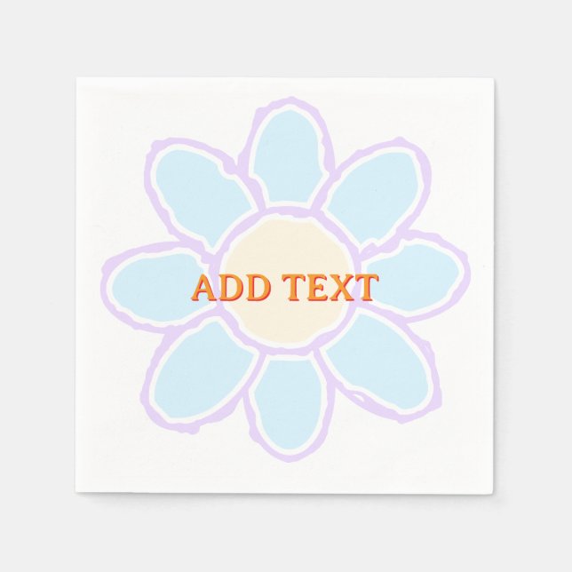  Cute Flower Drawing Custom Text Napkin (Front)