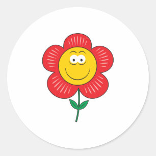 Cute Flower Face Classic Round Sticker