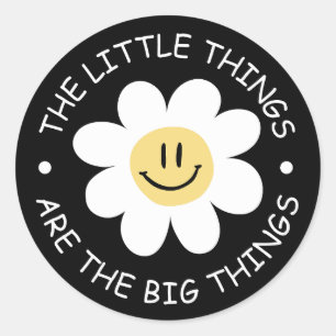 cute flower face with motivational quote classic round sticker
