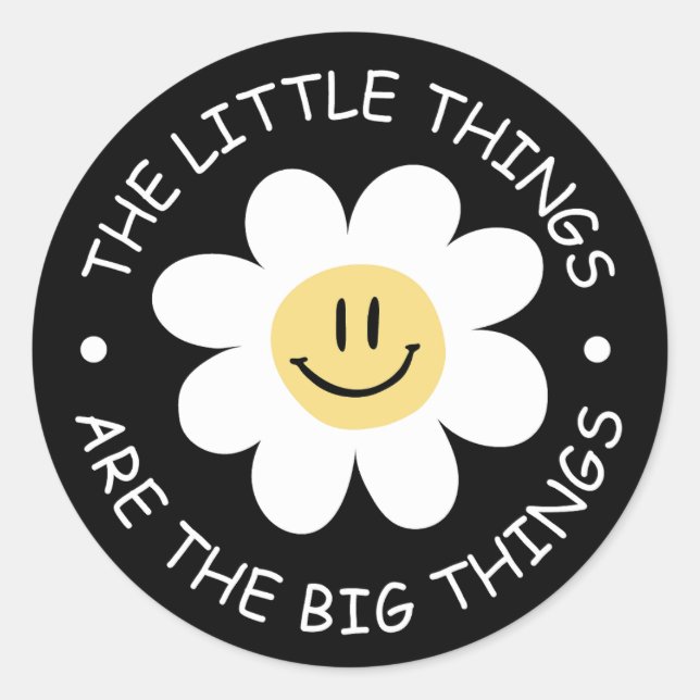 cute flower face with motivational quote classic round sticker (Front)