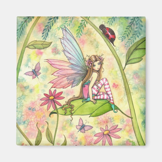 Cute Flower Fairy and Ladybug Magnet (Front)