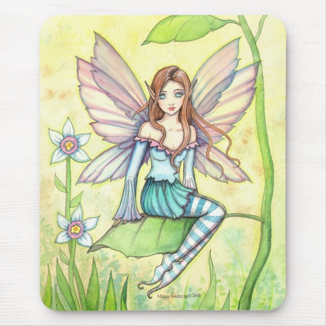 Cute Flower Fairy Fantasy Art Mouse Mat (Front)