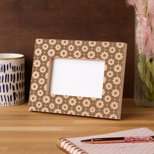 Cute Flower Floral Laser Etched Picture Frame (Left)