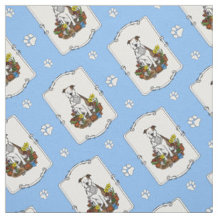 Cute Flower Gardener Pit Bull (lt brindle white 3) Fabric