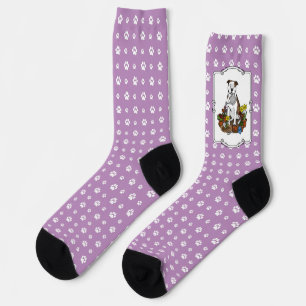 Cute Flower Gardener Pit Bull (lt brindle white 3) Socks