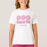 Cute Flower Girl Pink Daisy Personalised Girls T-Shirt<br><div class="desc">Cute personalised flower girl t-shirt for the special little girls in your wedding bridal party. Pretty pink daisy flowers with the child's name underneath on a beautiful kids shirt gift.</div>