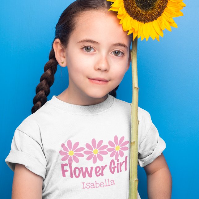 Cute Flower Girl Pink Daisy Personalised Girls T-Shirt (Creator Uploaded)