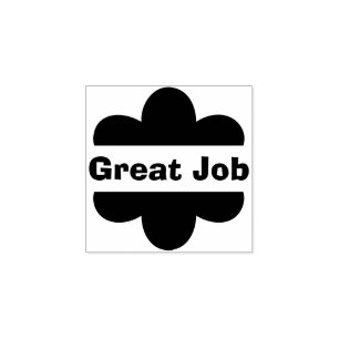 Cute Flower Great Job Teacher Grading Wooden Rubber Stamp