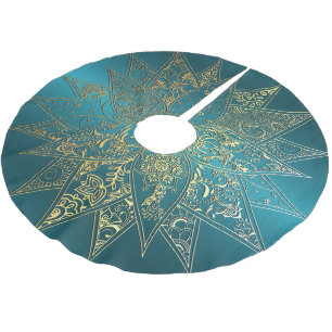 Cute flower henna hand drawn design brushed polyester tree skirt