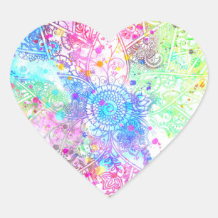 Cute flower henna hand drawn design watercolors heart sticker