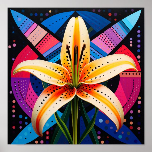 Cute Flower in Abstract Shapes Lily Poster (Front)