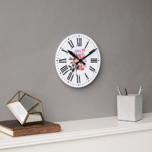 Cute flower lovers  round clock