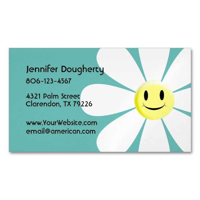 Cute Flower Magnetic Business Card (Front)
