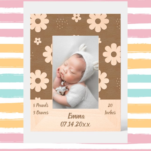 Cute Flower Name/Birthday Photo Etched Frames (Creator Uploaded)