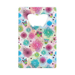 Cute flower owl background pattern