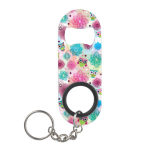 Cute flower owl background pattern