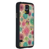 Cute flower owl background pattern carved maple galaxy s5 case (Right)