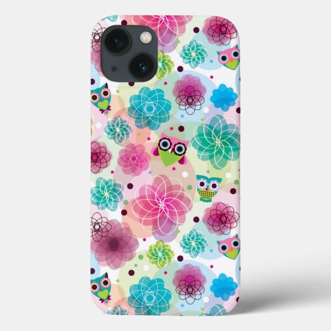 Cute flower owl background pattern Case-Mate iPhone case (Back)