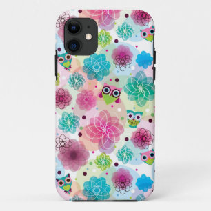 Cute flower owl background pattern iPhone 11 case
