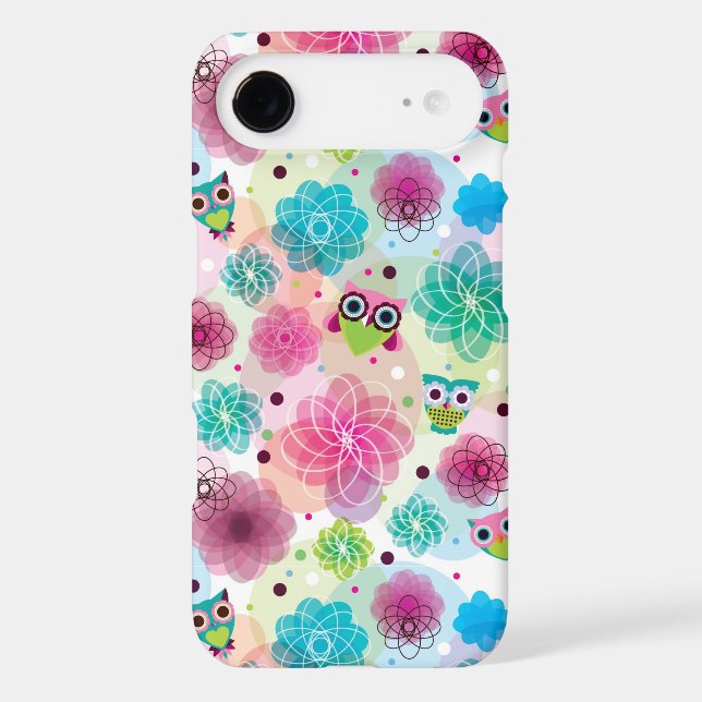 Cute flower owl background pattern Case-Mate iPhone case (Back)