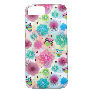 Cute flower owl background pattern Case-Mate iPhone case