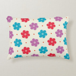 Cute Flower Pattern on White Decorative Cushion