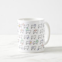 Cute Flower Pug Dog Pattern Mug