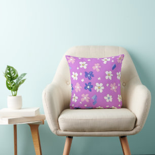 Cute Flower Purple Pattern Cushion