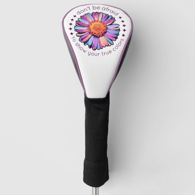 Cute Flower Purple Pink Blue Daisy Womens Bisexual Golf Head Cover (Front)
