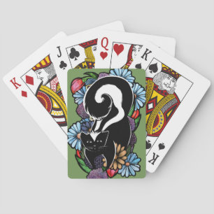 Cute Flower Skunk Playing Cards