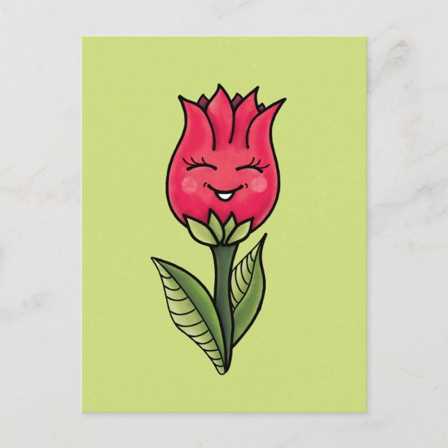 Cute Flower Spring Cartoon Characteranket Postcard (Front)