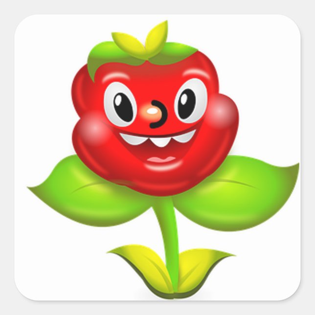 Cute Flower Square Sticker (Front)