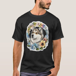 Cute Flower summer Floral Alaskan Malamute 1 T-Shirt