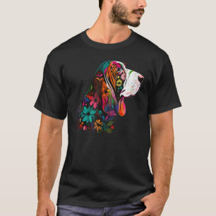 Cute Flower summer Floral Basset Hound 3 T-Shirt