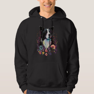 Cute Flower summer Floral Border Collie 2 Hoodie
