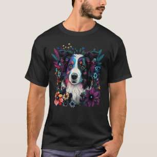 Cute Flower summer Floral Border Collie 3 T-Shirt