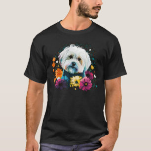 Cute Flower summer Floral Maltese dog 1 T-Shirt