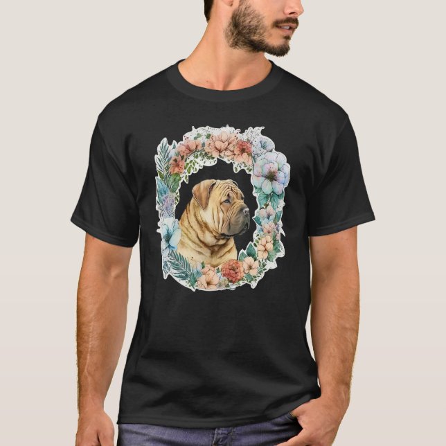 Cute Flower summer Floral Shar Pei T-Shirt (Front)