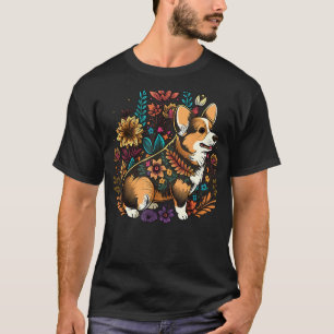 Cute Flower summer Floral Welsh Corgi 4 T-Shirt