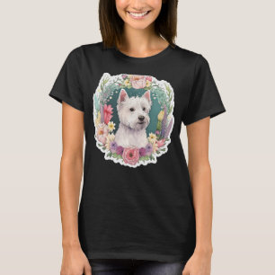 Cute Flower summer Westie Floral West Highland Whi T-Shirt