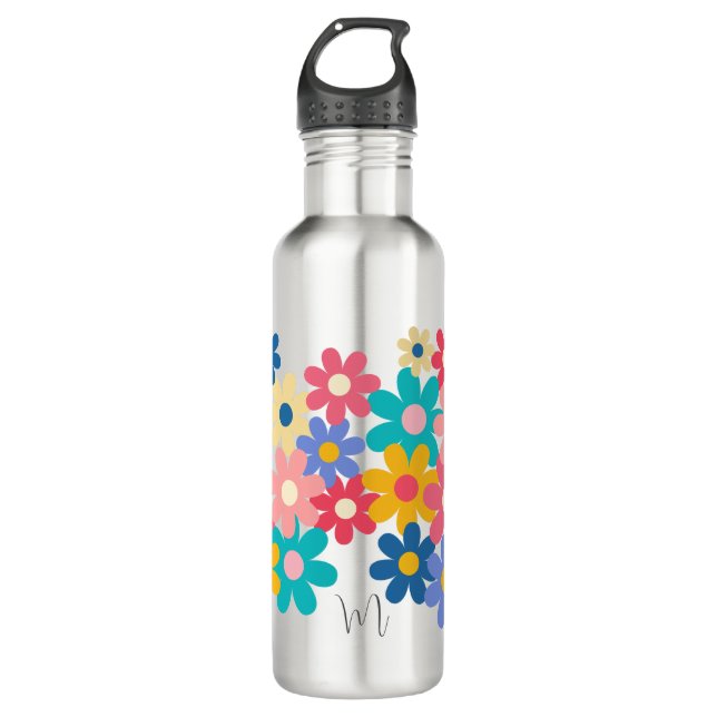 Cute Flowers 710 Ml Water Bottle (Front)